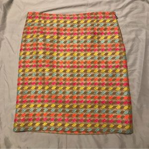 Per Se by Carlisle pencil skirt 12 woven neon tweed textured hot pink rainbow